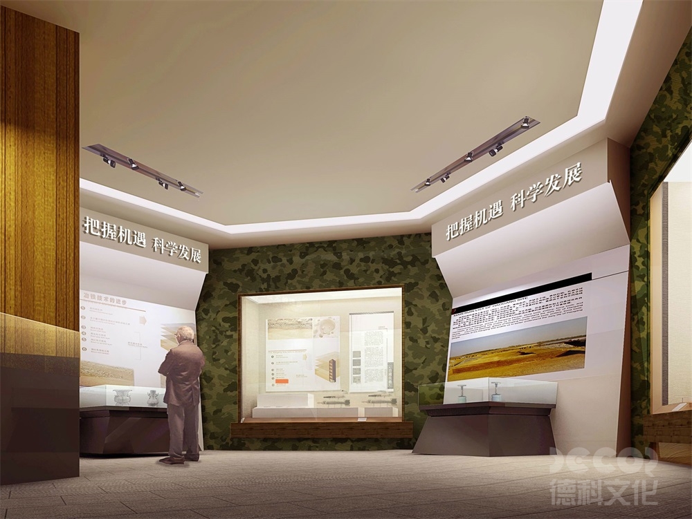 革命遗址红色展馆设计中如何利用空间和装饰来营造红色主题的氛围？